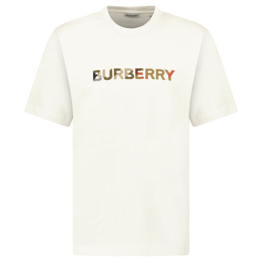 Burberry Check Logo Embroidered T-Shirt