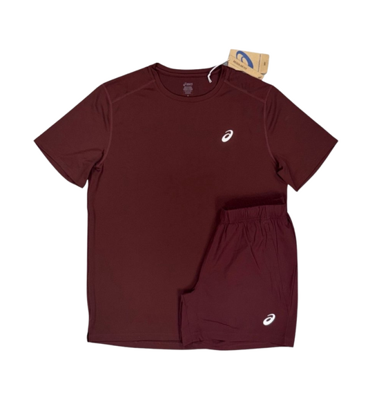 Asics Core Burgundy Short Set
