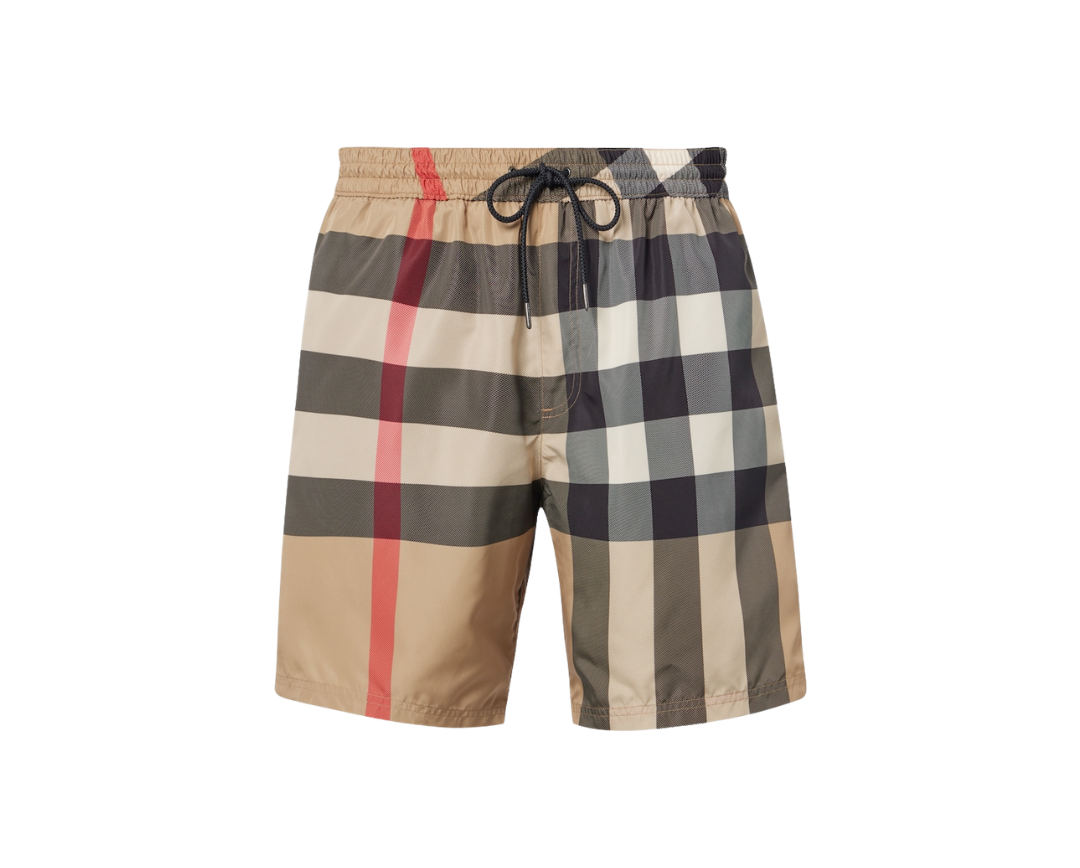 Burberry Exaggerated Check Print Beige Shorts